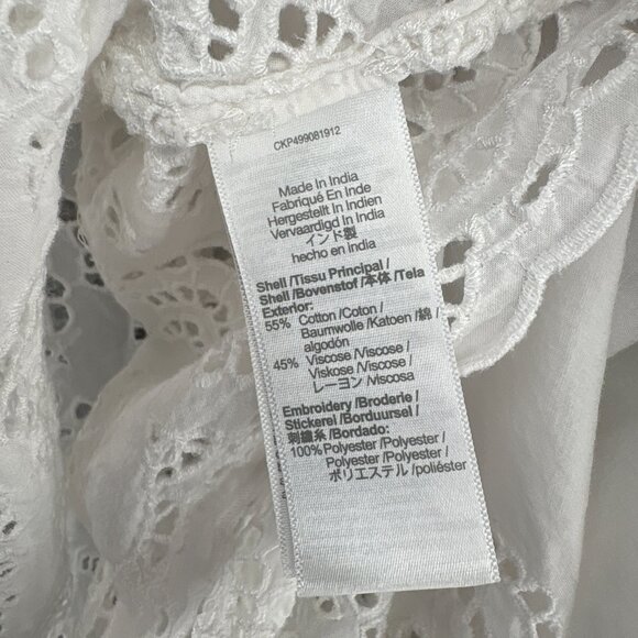 Title: Madewell Eyelet Embroidered Square Neck Flutter Sleeve Top White XS - Picture 10 of 12